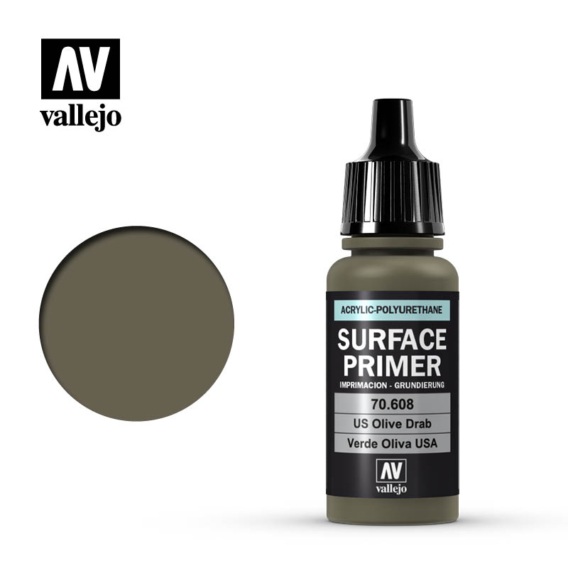 Vallejo Surface Primers: US Olive Drab 200ml Bottle
